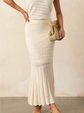 Z SUPPLY BEIGE SORIA CROCHET MIDI SKIRT M